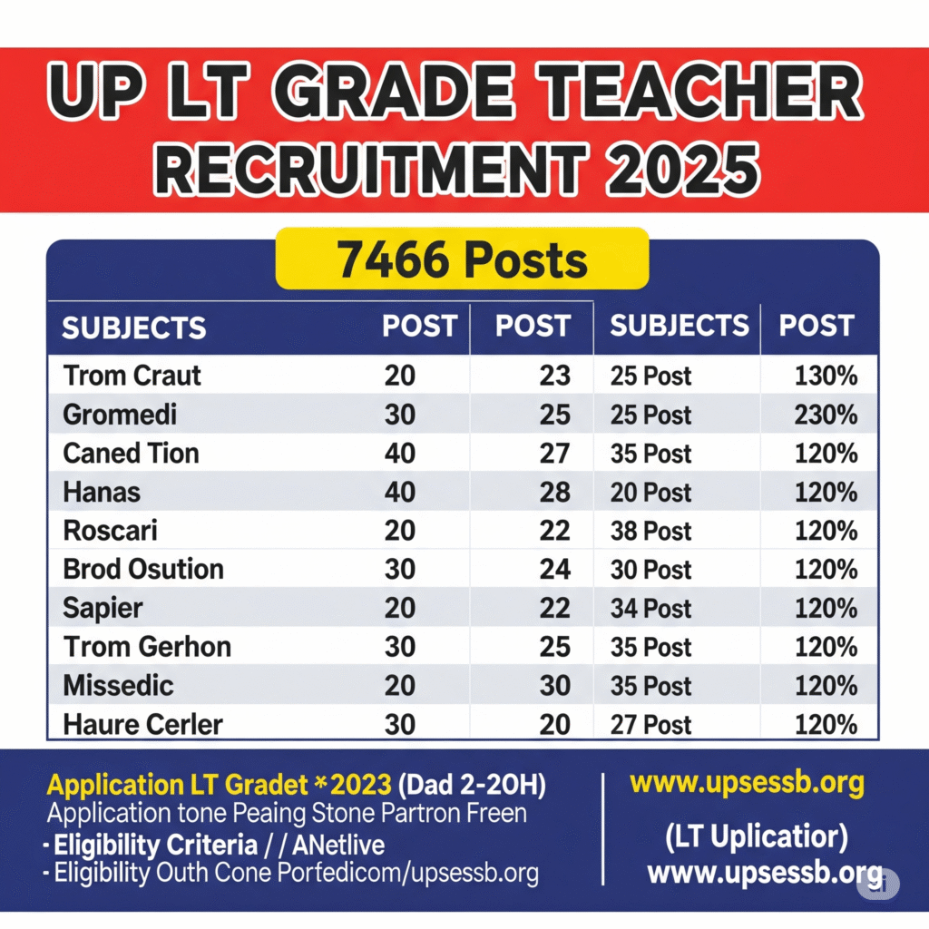 UP LT Grade Teacher Recruitment 2025 {7466 Post} GIC Apply OnlineForm