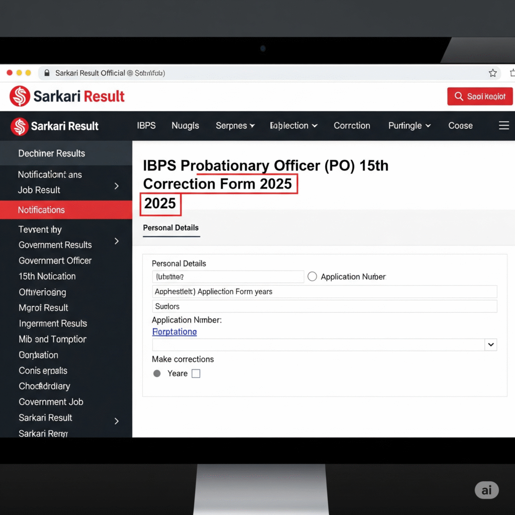 IBPS Probationary Officer PO 15th Correction Form 2025 by sarkari result2025